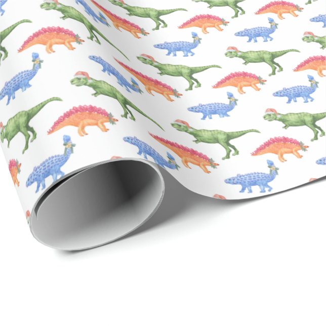 Holiday Dinosaurs Wrapping Paper Geschenkpapier (Rolleneckpunkt)