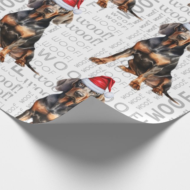Holiday Dog Lover Black Tan Weihnachten Geschenkpapier (Ecke)