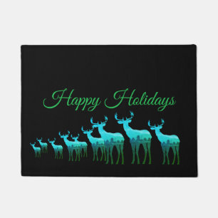 Holiday Doormat-Happy Holidays Sky Blue Deer/Elk Fußmatte