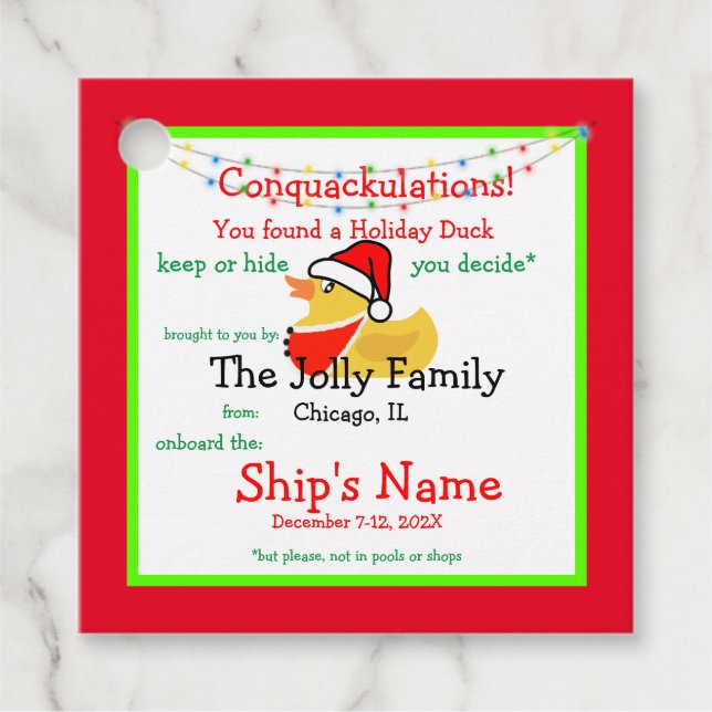 Holiday Duck Tag Geschenkanhänger (Vorderseite)