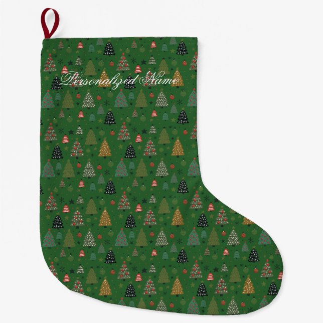 Holiday Echoes-Green Großer Weihnachtsstrumpf (Vorderseite)