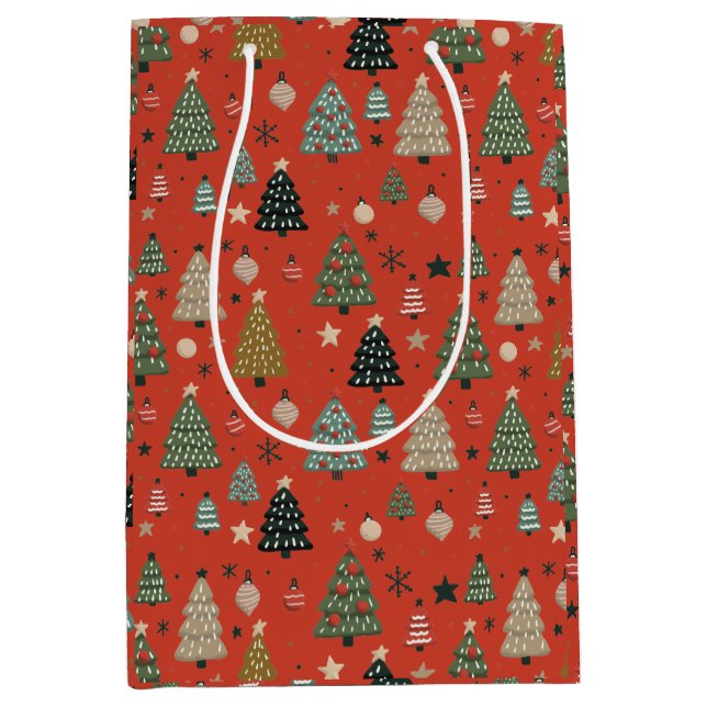 Holiday Echoes-Red Gift Bag Mittlere Geschenktüte (Vorderseite)