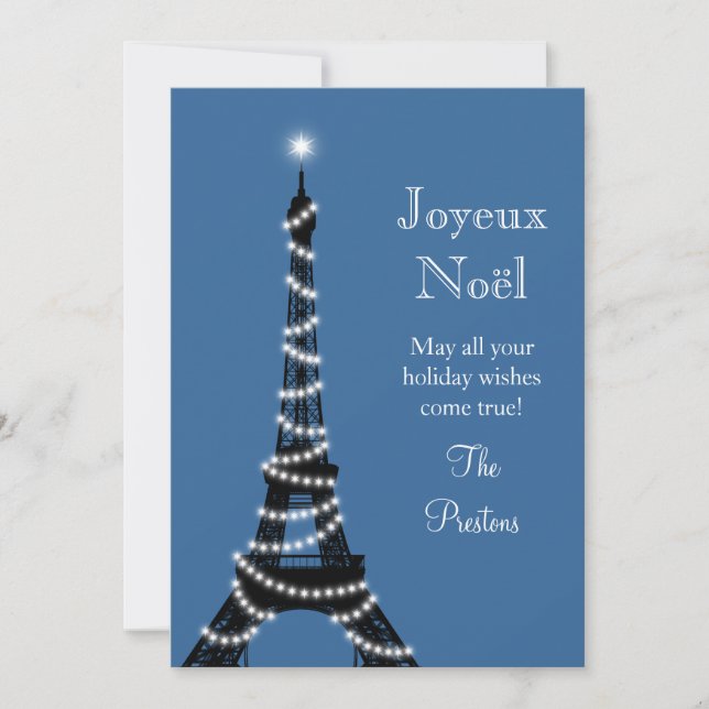 Holiday Eiffel Tower Card blau Feiertagskarte (Vorderseite)