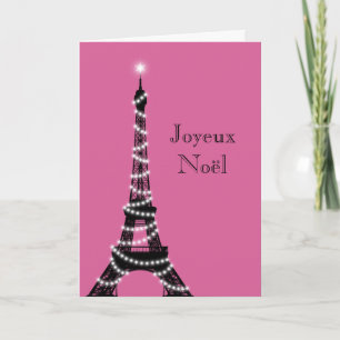 Holiday Eiffel Tower Card fuchsia Feiertagskarte