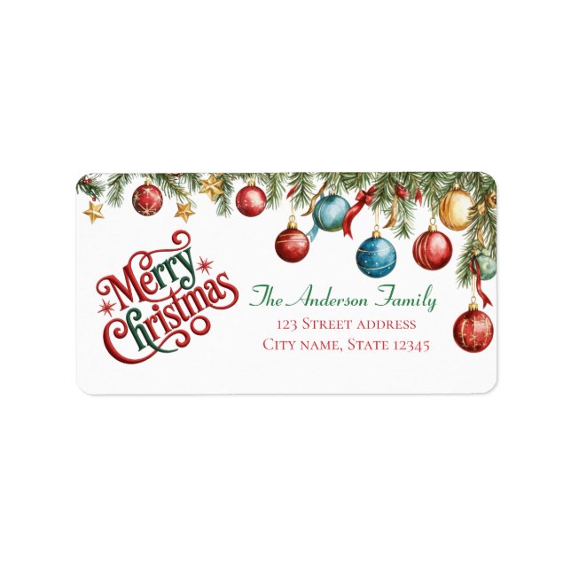 Holiday Elegant Soft Merry Christmas Party Adressaufkleber (Vorne)