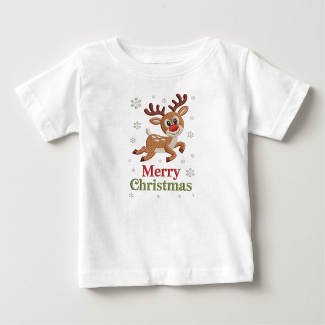 Holiday Elegant Soft Merry Christmas Party Baby T-shirt (Vorderseite)