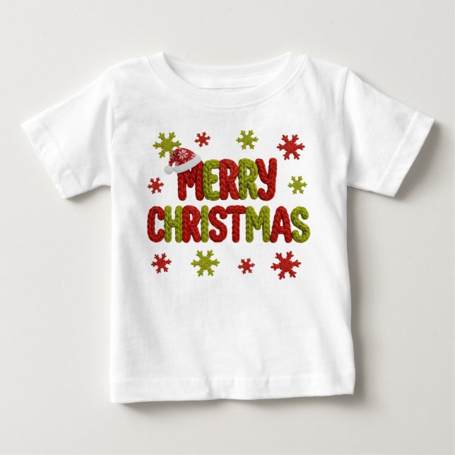 Holiday Elegant Soft Merry Christmas Party Baby T-shirt (Vorderseite)