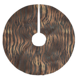 Holiday Elegante Tiger Print Bronze Siena Polyester Weihnachtsbaumdecke