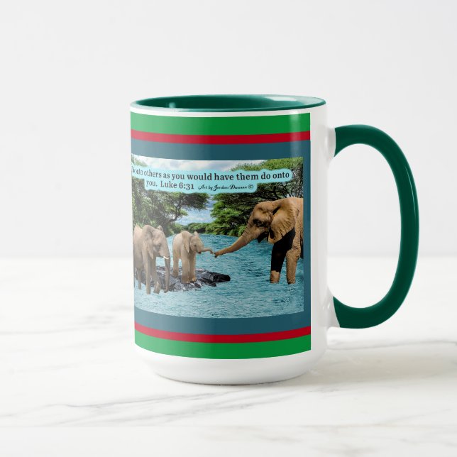 Holiday Elephant Scripture Luke 6:31 Tasse (Rechts)