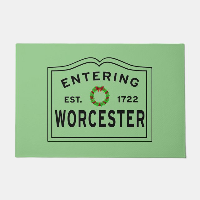 Holiday Entering Worcester, MA Christmas Wreath Do Fußmatte (Vorderseite)