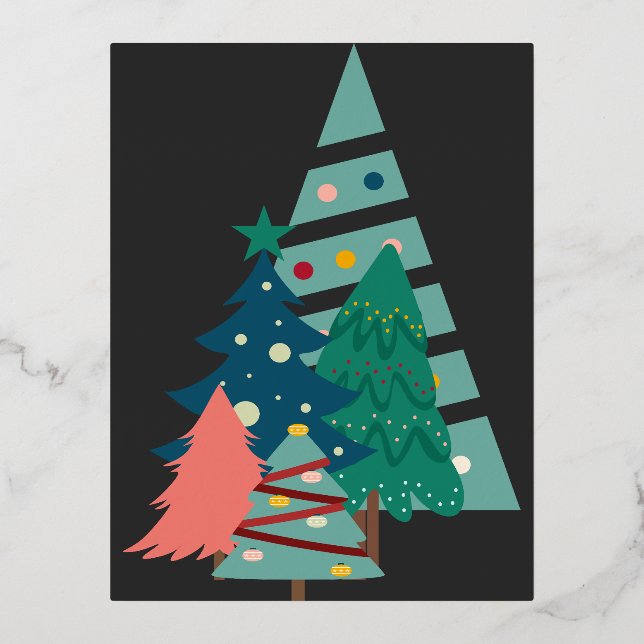 Holiday Evergreens Design Folien Feiertagspostkarte (Vorderseite)