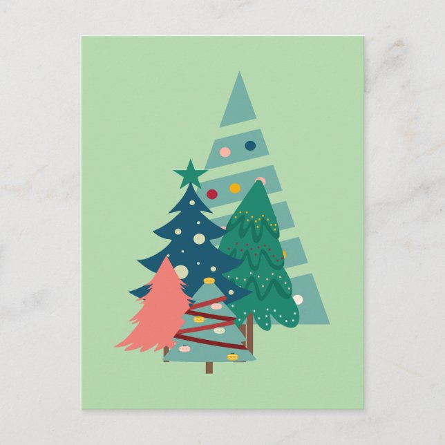 Holiday Evergreens Design Postkarte (Vorderseite)