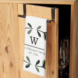 Holiday Farmhouse Monogram Wreath Geschirrtuch