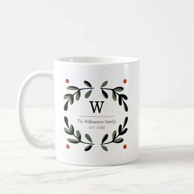 Holiday Farmhouse Monogram Wreath Kaffeetasse (Links)