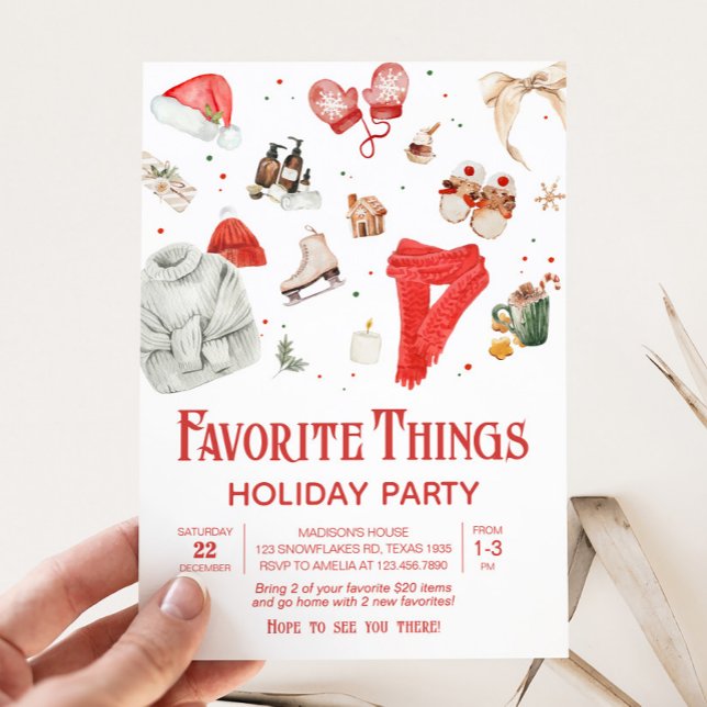 Holiday Favorite Things Weihnachts-Party Einladung (Favorite Things Holiday Christmas Party Invitation)