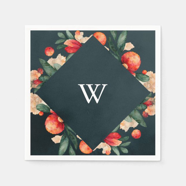 Holiday Floral and Berry Dellarobbia Frame Serviette (Vorderseite)