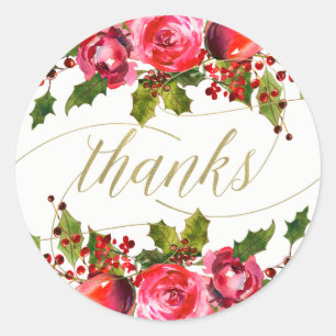 Holiday Floral Gastgeschenk Hochzeit Vielen Dank Runder Aufkleber