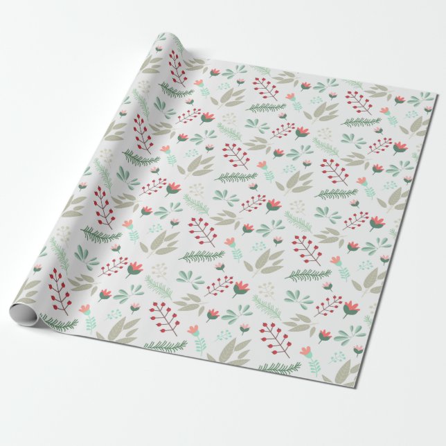 Holiday Floral Modern Red & Pink Tulip Muster Geschenkpapier (Ungerollt)