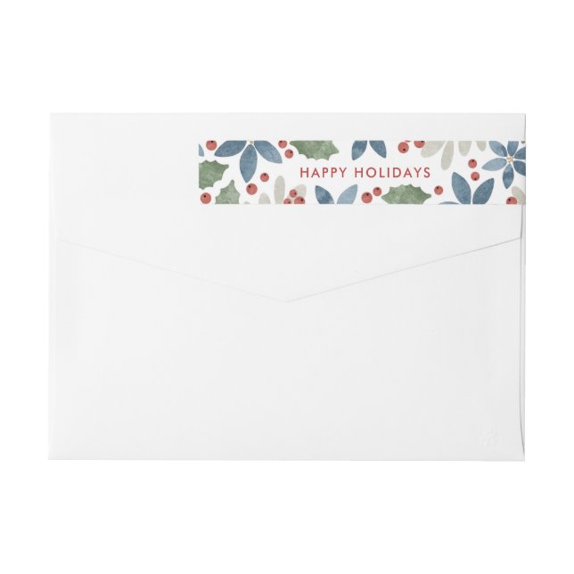 Holiday Floral Rücksendeadressen-Aufkleber (Rückseite)