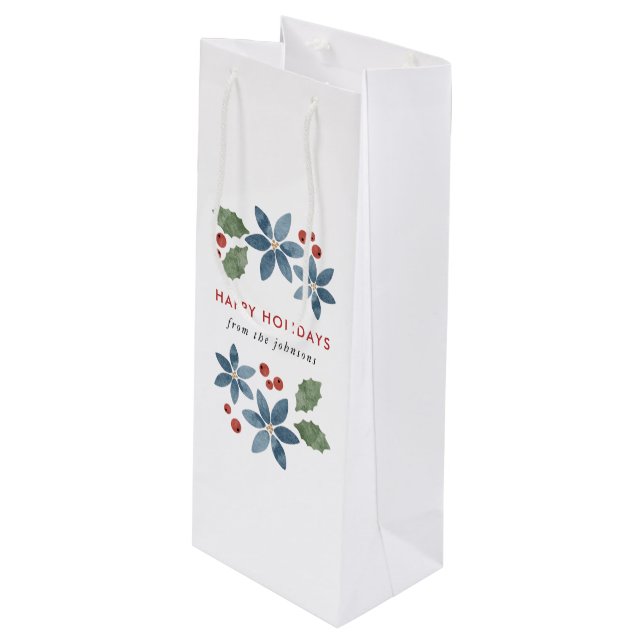 Holiday Floral Wine Bag Geschenktüte Für Weinflaschen (Vorderseite Schrägansicht)
