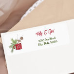 Holiday Foliage Christmas Cookies Red and Green<br><div class="desc">This holiday foliage return address label has a Nordic folk art style, watercolor art illustration of a red mug of hot cocoa, horse and snowflake Christmas cookies, and evergreen branches, next to your name and address in red and green script text on white. Perfect for all your winter mail, cards,...</div>