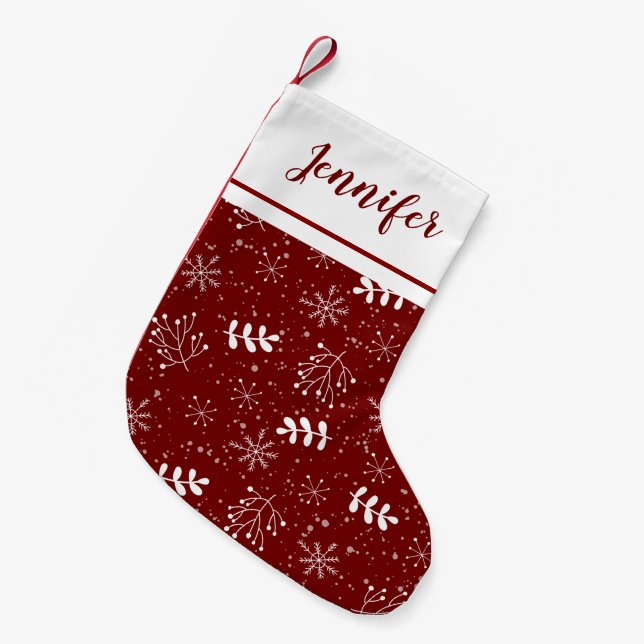 Holiday Foliage Trendy Designer Muster Kleiner Weihnachtsstrumpf (Vorderansicht (hängend))
