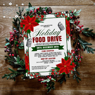 Holiday Food Drive Poinsettia Blumenrahmen Wohltät Flyer
