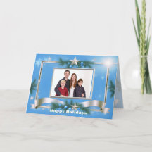 Holiday Foto Gruß auf Blau mit Silver Frame