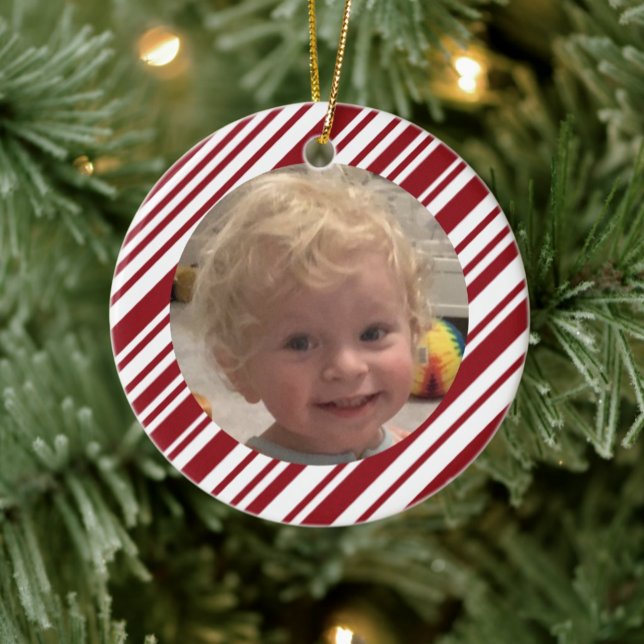 Holiday Foto in Rot und Weiß Keramik Ornament (Von Creator hochgeladen)