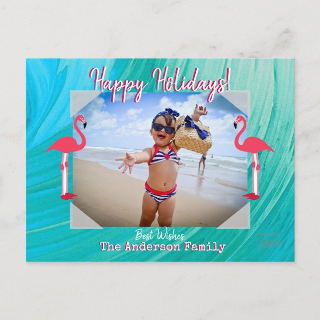 Holiday Foto Postkarte mit tropischem Hintergrund (Vorderseite)