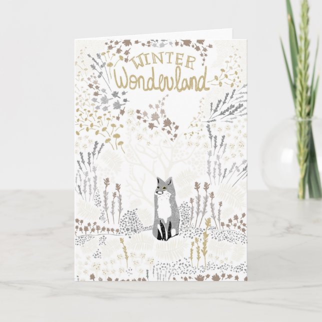 Holiday Fox Winter Wonderland Karte (Vorderseite)