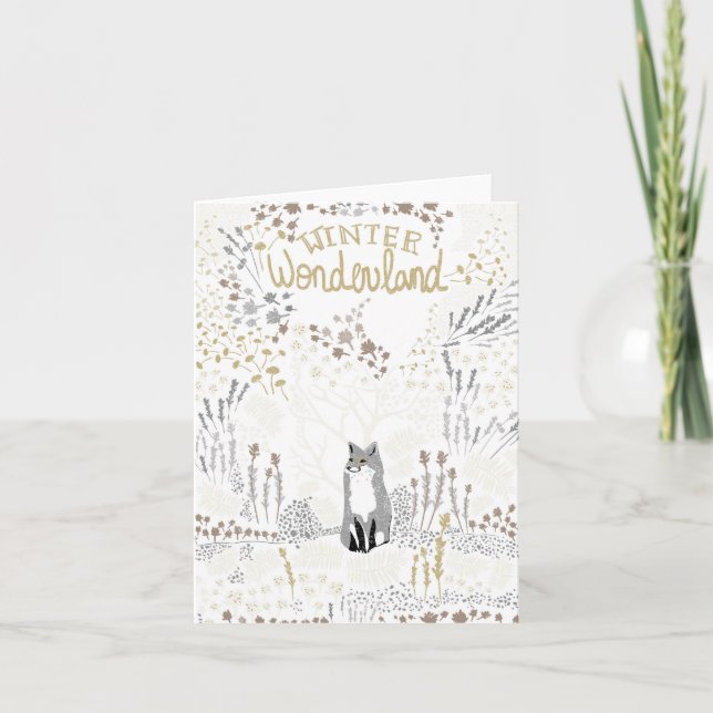 Holiday Fox Winter Wonderland Karte (Vorderseite)