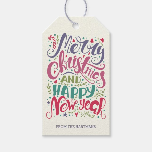 Holiday für Whimsiktypografie Geschenkanhänger (Vorderseite)