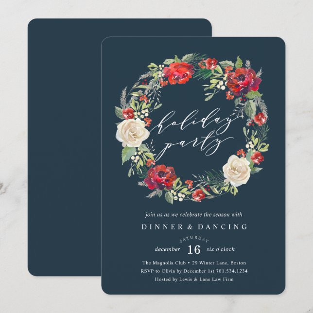 Holiday Garden Wreath Party Einladung (Vorne/Hinten)
