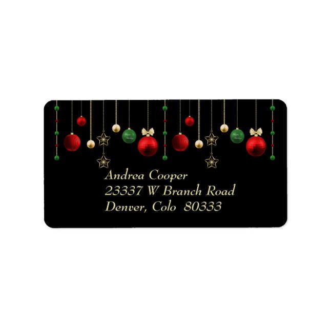 Holiday Garland Black Adressaufkleber (Vorne)