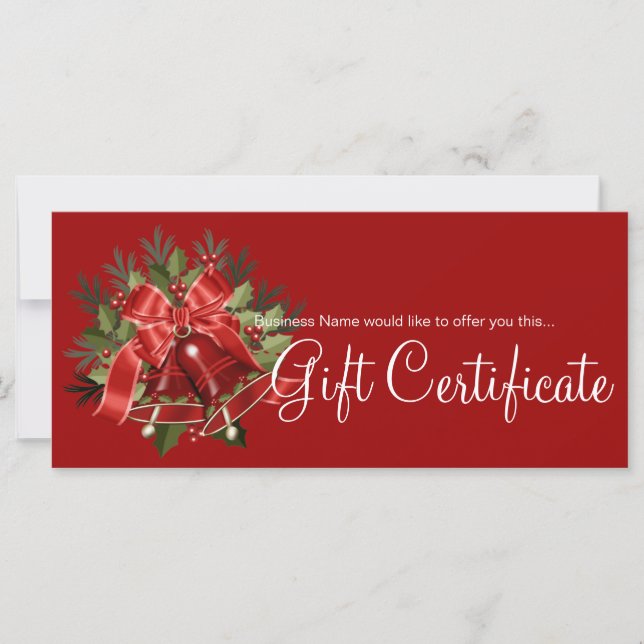 Holiday Geschenk Zertifikat Red Christmas Bells (Vorderseite)