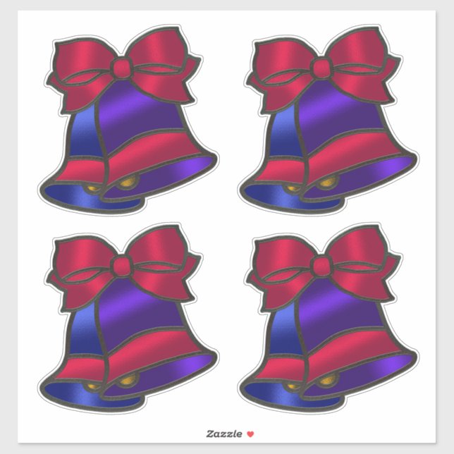 Holiday gesteinigte Glass Look Bells Aufkleber (Blatt)