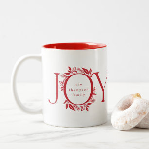 Holiday Gift Joy Wreath Weihnachten Rot Personalis Zweifarbige Tasse