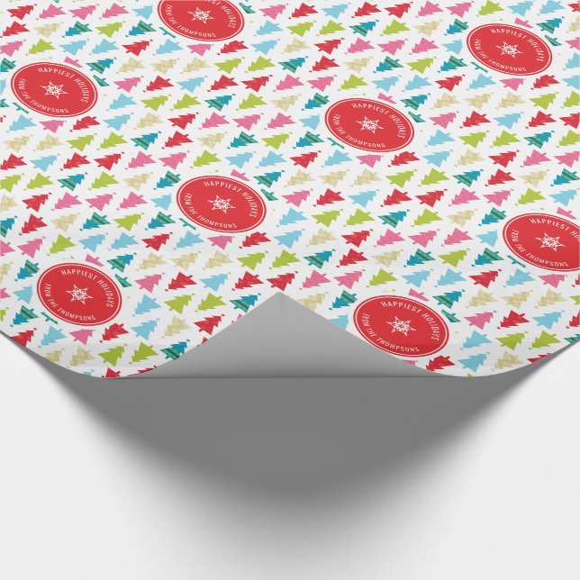 HOLIDAY GIFT Modernes festliches Weihnachtsbaummus Geschenkpapier (Ecke)