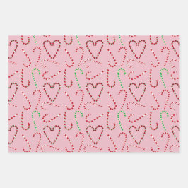 Holiday Gift Wrap mit Candy Canes und Ribbons Geschenkpapier Set