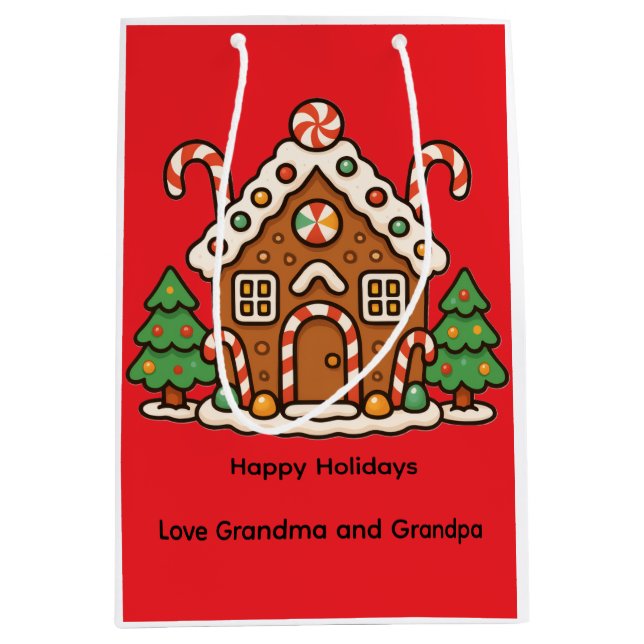 Holiday Gingerbread House Mittlere Geschenktüte (Vorderseite)