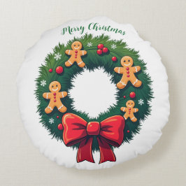 Holiday Gingerbread House Rundes Kissen