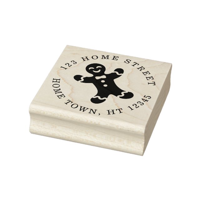 Holiday Gingerbread Man Circle Rücksendeadresse Gummistempel (Stempel)