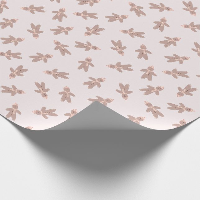 Holiday Gingerbread Man pink Geschenkpapier (Ecke)