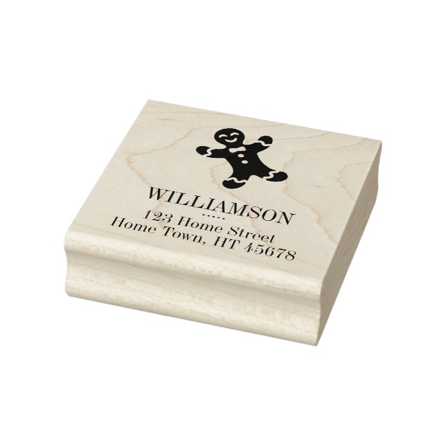 Holiday Gingerbread Man Square Rücksendeadresse Gummistempel (Stempel)