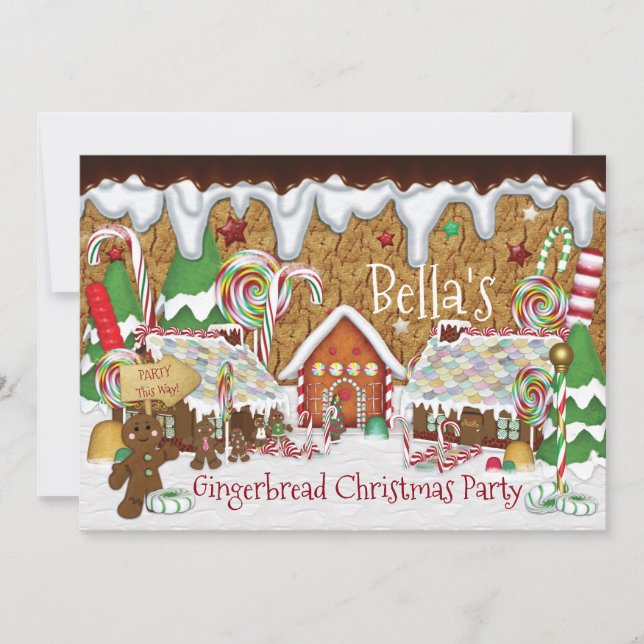 Holiday Gingerbrot Cookie Weihnachtsfeier Einladung (Vorderseite)