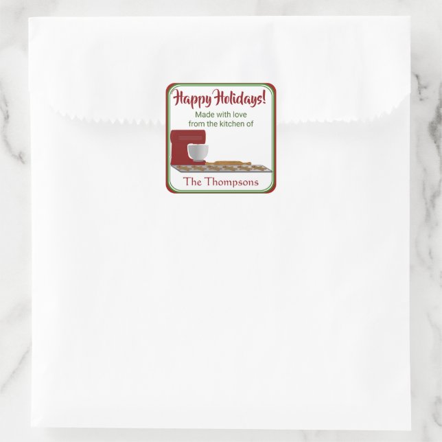 Holiday Gingerbrot Küche Quadratischer Aufkleber (Tasche)
