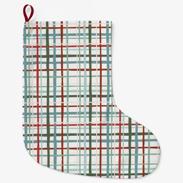 Holiday Gingham - Friedlich Großer Weihnachtsstrumpf (Vorderseite)