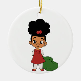 Holiday Girl Puff Keramik Ornament