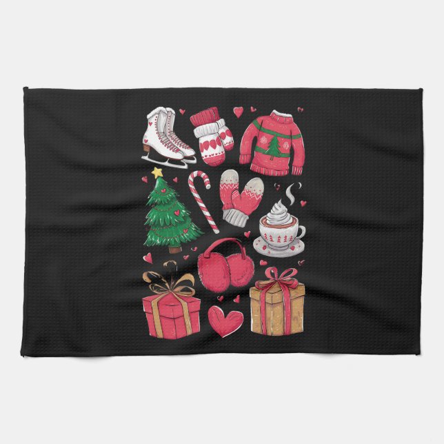 Holiday Girls Cute Kostüm Weihnachten Geschirrtuch (Horizontal)